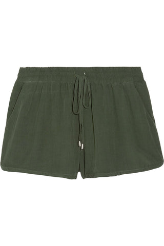 Washed-twill drawstring shorts